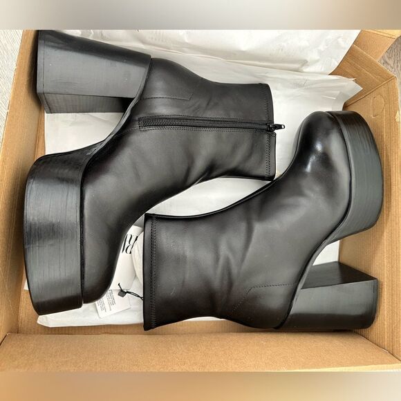 Zara Heeled Leather Boots New - Picture 2 of 4